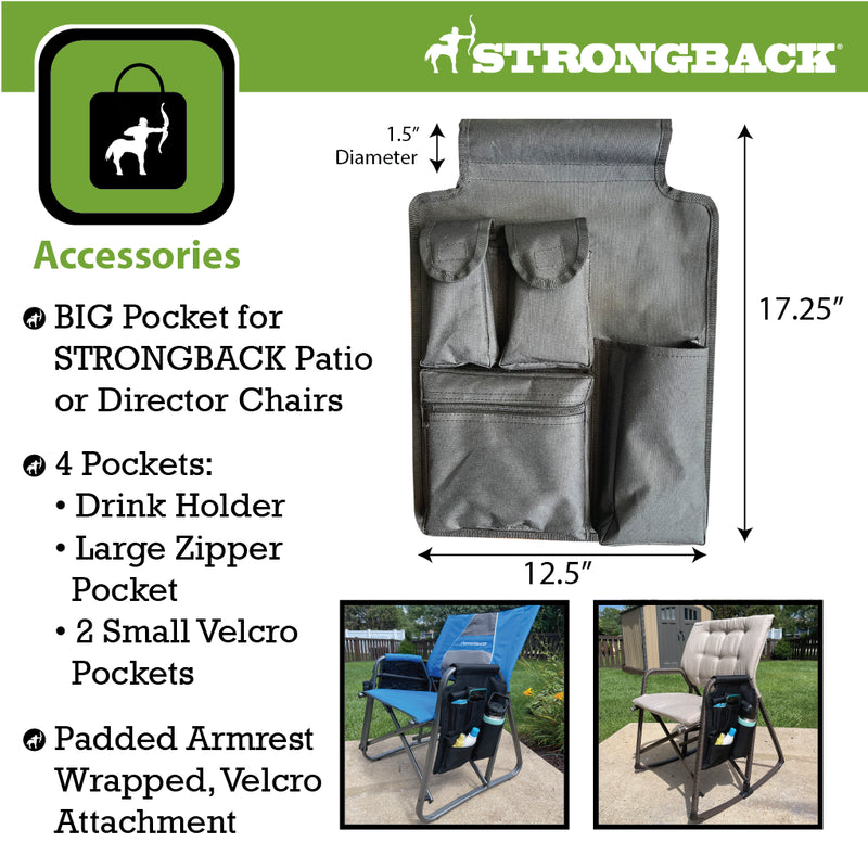 Load image into Gallery viewer, STRONGBACK Rocking Director Chair with Large Cup Holder Pocket
