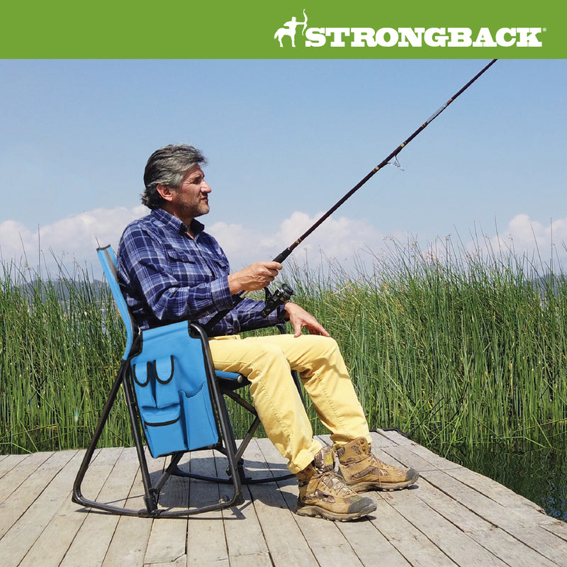 Load image into Gallery viewer, STRONGBACK Rocking Director Chair with Large Cup Holder Pocket