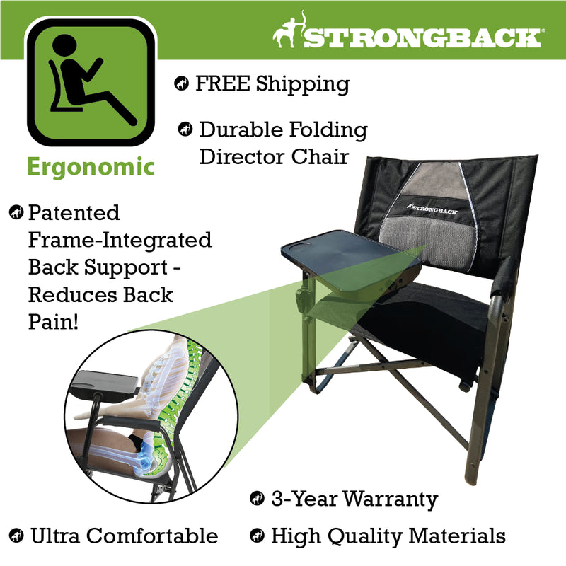 Load image into Gallery viewer, STRONGBACK Director Chair - black - ergonomic details
