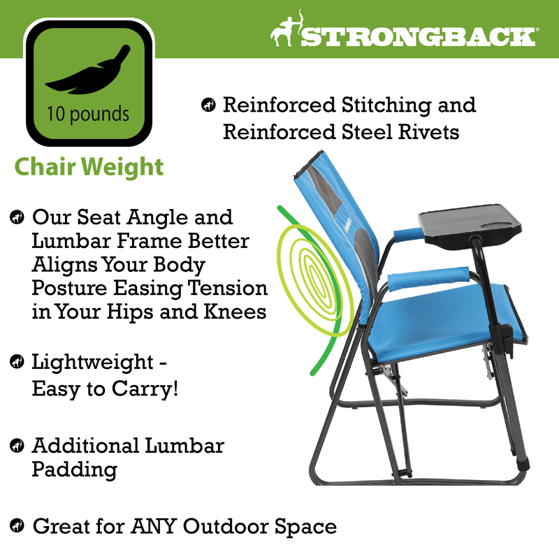 Load image into Gallery viewer, STRONGBACK Director Chair weight and fabric details