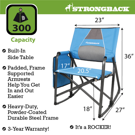 STRONGBACK Rocking Director Chair with Large Cup Holder Pocket