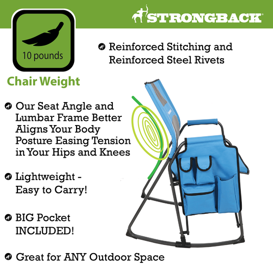 STRONGBACK Rocking Director Chair with Large Cup Holder Pocket