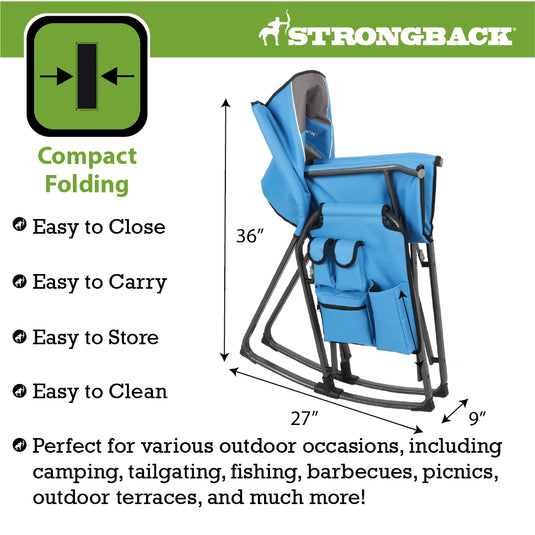 STRONGBACK Rocking Director Chair with Large Cup Holder Pocket