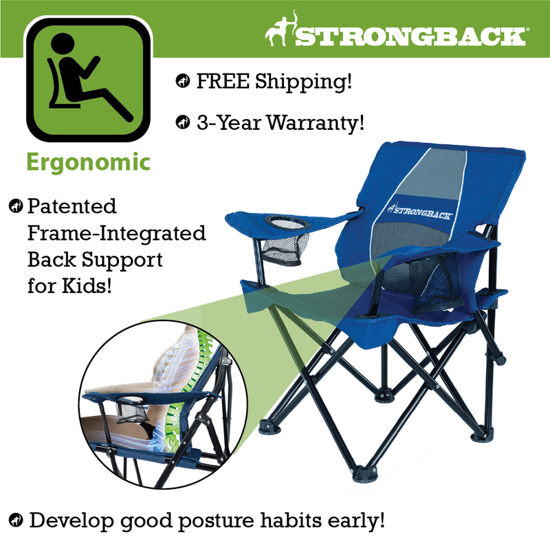 Load image into Gallery viewer, STRONGBACK Prodigy Kids Chair Blue Showing back support
