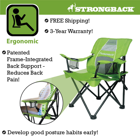 STRONGBACK Prodigy kids chair with ergonomic back support - Lime Green - picture showing back support