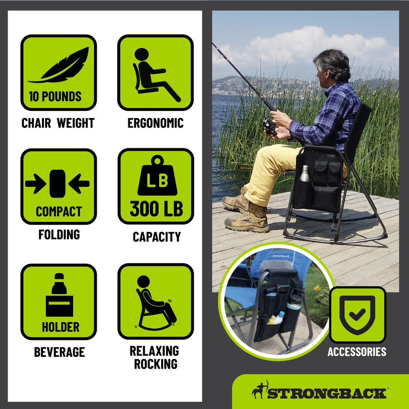 Load image into Gallery viewer, STRONGBACK Rocking Director Chair with Large Cup Holder Pocket
