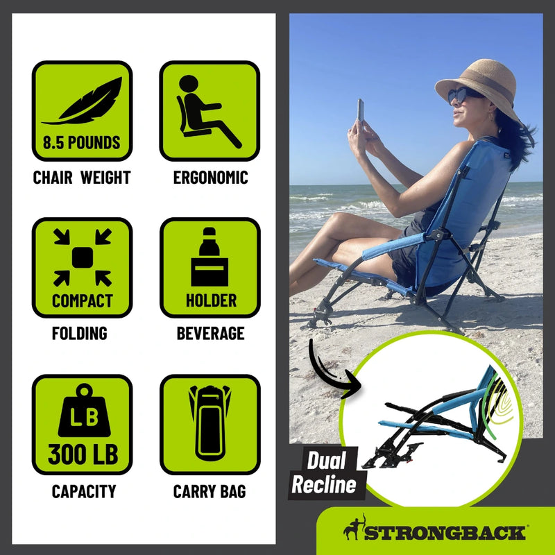 Load image into Gallery viewer, STRONGBACK Low Gravity Beach Chair

