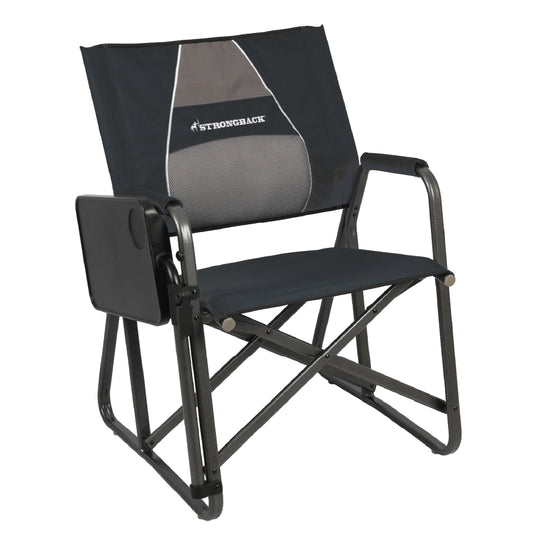Camp Chairs STRONGBACK Director's Camp Chair - Foldable With Side Table & Lumbar Support (300lb Capacity) Patio Rocking Chairs