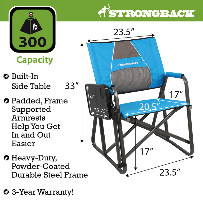Load image into Gallery viewer, STRONGBACK Director Chair with Side Table - Blue/Grey - Your Ultimate Camping Companion
