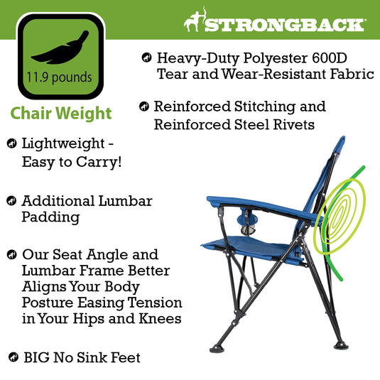 Strongback Elite: Navy & Grey - The Best Folding Chair