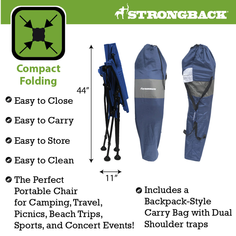 Load image into Gallery viewer, STRONGBACK Elite - Navy/Grey Camping Chair - The Ultimate in Comfort and Ergonomics
