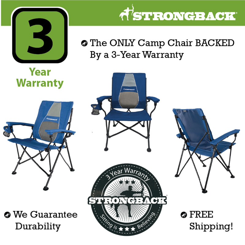 Load image into Gallery viewer, STRONGBACK Elite - Navy/Grey Camping Chair - The Ultimate in Comfort and Ergonomics
