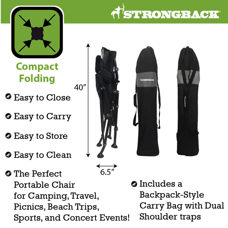 Load image into Gallery viewer, STRONGBACK GURU - Black/Grey Camping Chair - Your Ultimate Ergonomic Folding Camping Chair
