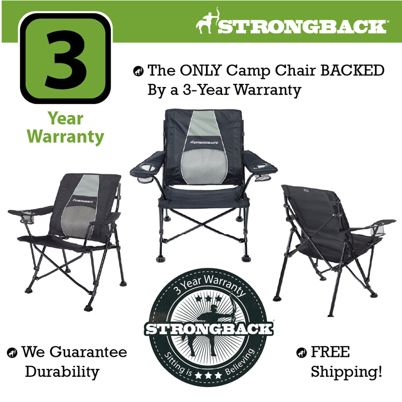 Load image into Gallery viewer, STRONGBACK GURU - Black/Grey Camping Chair - Your Ultimate Ergonomic Folding Camping Chair
