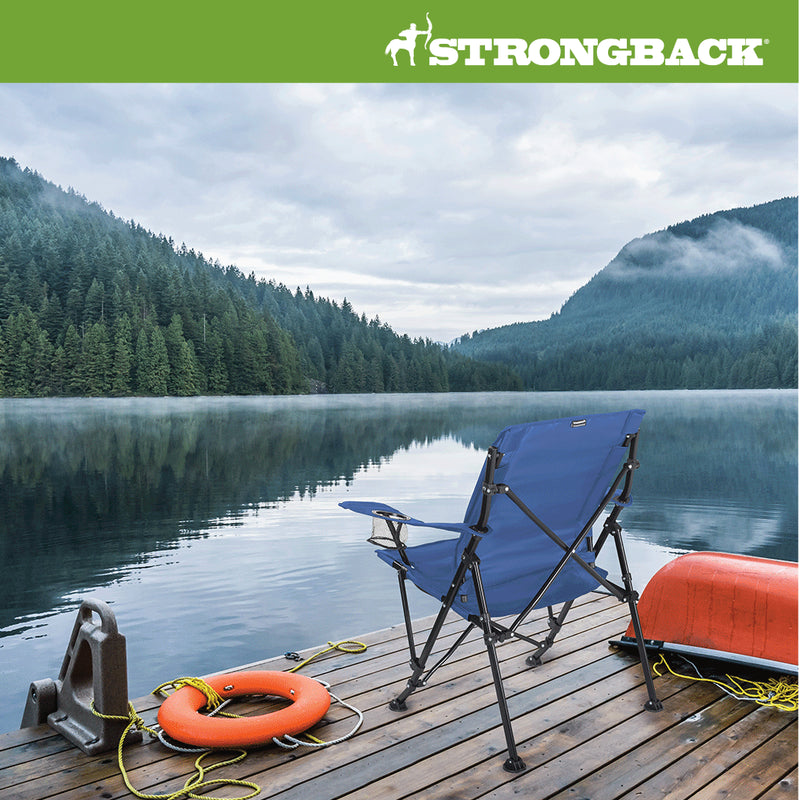 Load image into Gallery viewer, STRONGBACK GURU - Navy/Grey Camping Chair - Your Ultimate Ergonomic Folding Camping Chair
