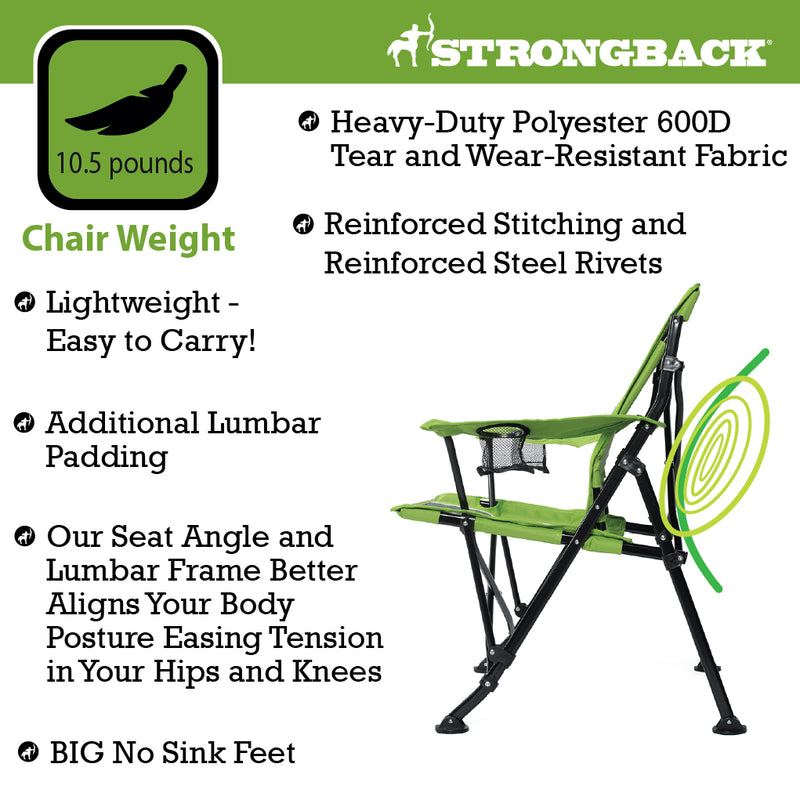 Load image into Gallery viewer, STRONGBACK GURU - Lime Green/Grey Mesh Camping Chair - Your Ultimate Ergonomic Folding Camping Chair
