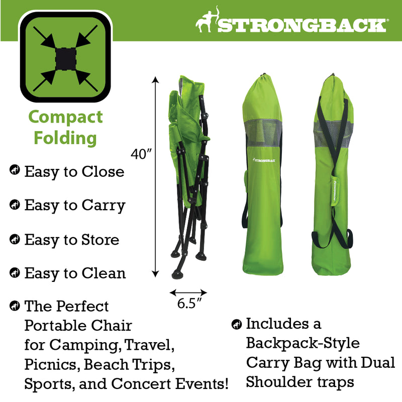 Load image into Gallery viewer, STRONGBACK GURU - Lime Green/Grey Mesh Camping Chair - Your Ultimate Ergonomic Folding Camping Chair
