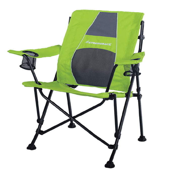 STRONGBACK GURU - Lime Green/Grey Mesh Camping Chair - Your Ultimate Ergonomic Folding Camping Chair