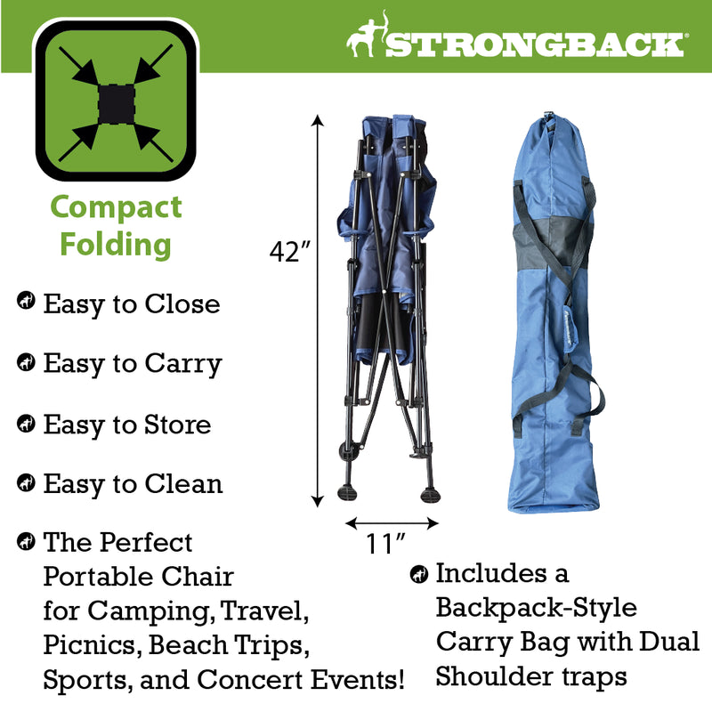 Load image into Gallery viewer, STRONGBACK Guru XL - Blue/Black - The Ultimate Camping Chair for Big and Tall Individuals
