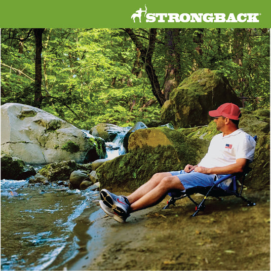 STRONGBACK Low G Recliner Beach Chair Blue Grey Experience