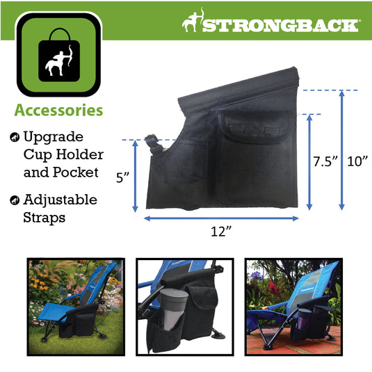 STRONGBACK Low Gravity Beach Chair- Black/Grey - Experience Ultimate Comfort and Relaxation