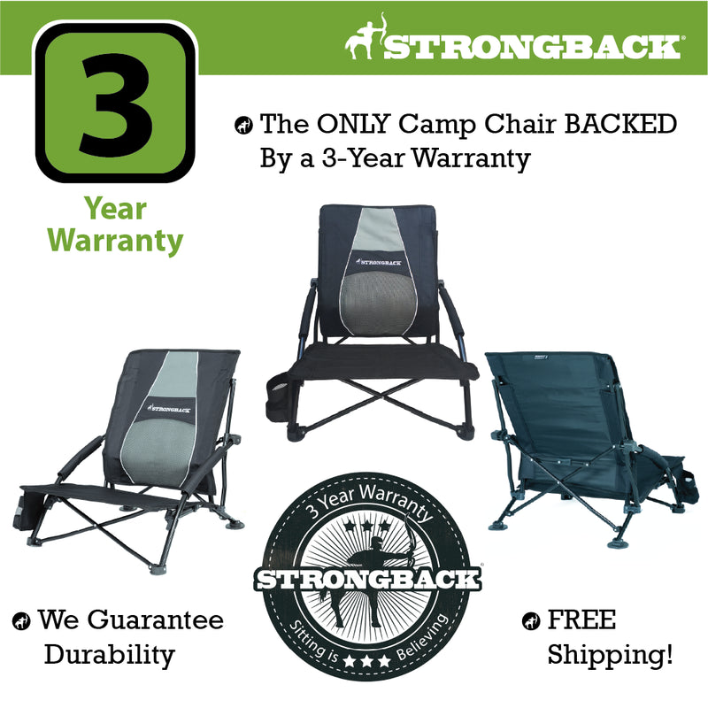 Load image into Gallery viewer, STRONGBACK Low Gravity Beach Chair- Black/Grey - Experience Ultimate Comfort and Relaxation
