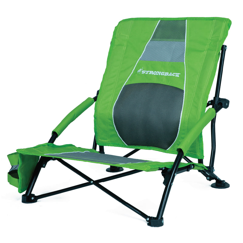 Load image into Gallery viewer, STRONGBACK Low Gravity Beach Chair- Lime Green/Grey Mesh - Experience Ultimate Comfort and Relaxation
