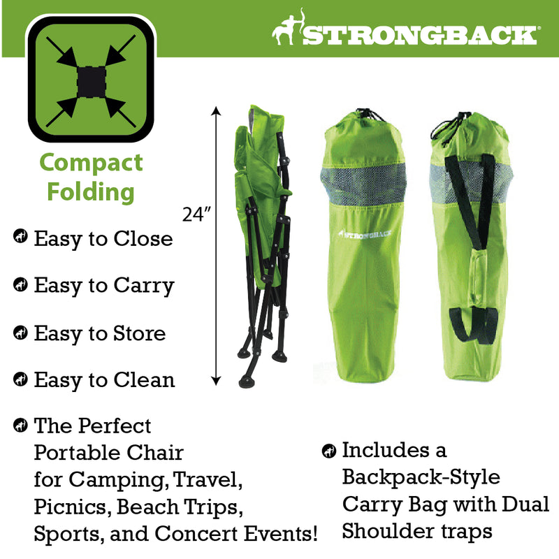 Load image into Gallery viewer, Introducing the Kids STRONGBACK Prodigy Kids Camping Chair - Lime Green/Grey Mesh - The Perfect Folding Chair for Kids
