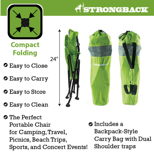 Introducing the Kids STRONGBACK Prodigy Kids Camping Chair - Lime Green/Grey Mesh - The Perfect Folding Chair for Kids