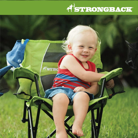 Introducing the Kids STRONGBACK Prodigy Kids Camping Chair - Lime Green/Grey Mesh - The Perfect Folding Chair for Kids