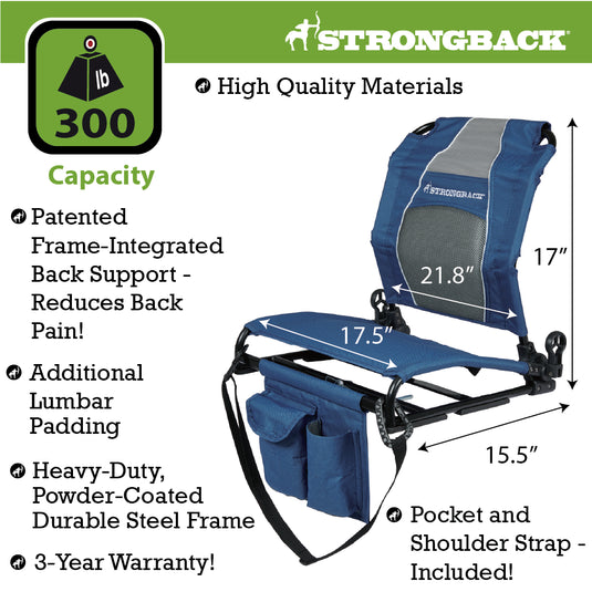 STRONGBACK Stadium Seat NAVY Ultimate Comfort for Game Day