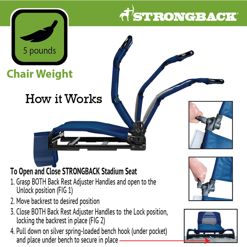 Load image into Gallery viewer, STRONGBACK Stadium Seat - NAVY - Ultimate Comfort for Game Day
