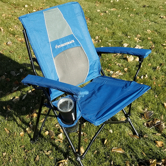 Strongback Chair Tumbler inside Elite Chair cupholder.